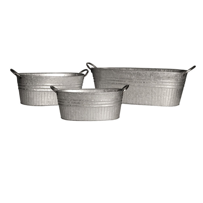 IronLite™ Galvanized Oval Tub Planter