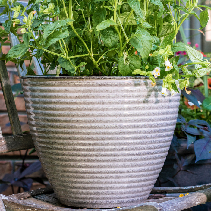 silver plant pots outdoor Weatherproof Planter Bowl, Lightweight